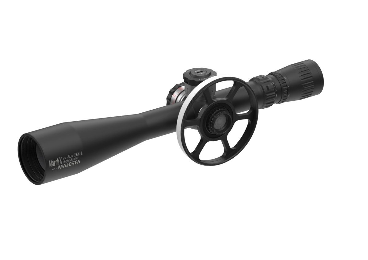 8-80X56 Majesta Gen 2 with MTR-WFT Field Target Reticle Package March-X High Master 2nd Focal 1/8 MOA Clicks Shuriken Lock D80HV56WTIW-G2-FTP